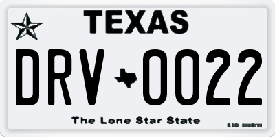 TX license plate DRV0022