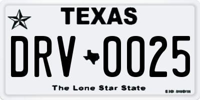 TX license plate DRV0025