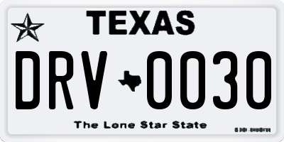 TX license plate DRV0030
