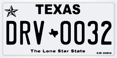 TX license plate DRV0032