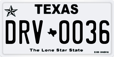 TX license plate DRV0036