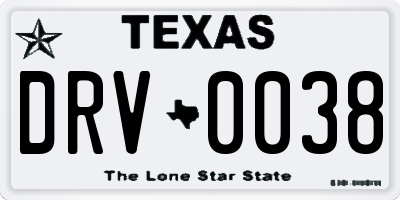 TX license plate DRV0038