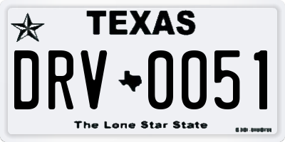 TX license plate DRV0051