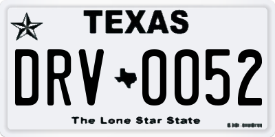 TX license plate DRV0052