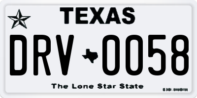 TX license plate DRV0058