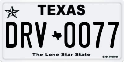 TX license plate DRV0077