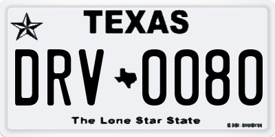 TX license plate DRV0080