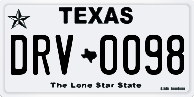 TX license plate DRV0098