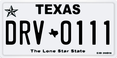TX license plate DRV0111