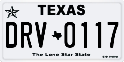 TX license plate DRV0117