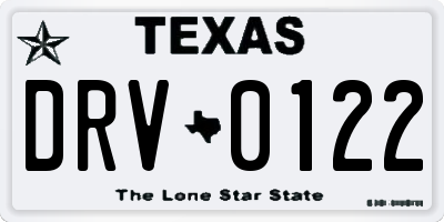 TX license plate DRV0122
