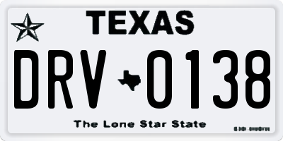 TX license plate DRV0138