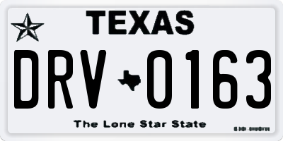 TX license plate DRV0163