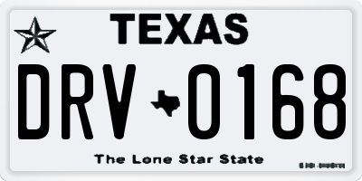 TX license plate DRV0168