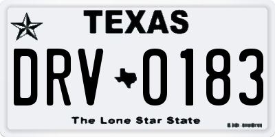 TX license plate DRV0183