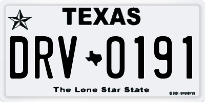 TX license plate DRV0191