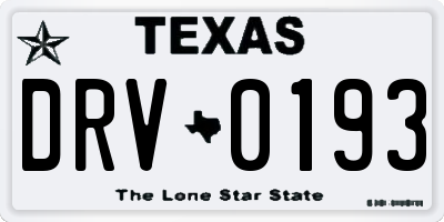TX license plate DRV0193