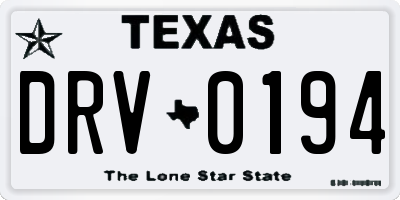 TX license plate DRV0194