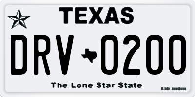TX license plate DRV0200