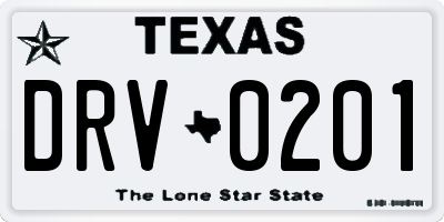 TX license plate DRV0201