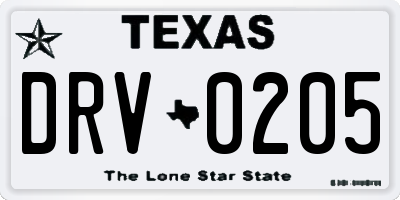 TX license plate DRV0205