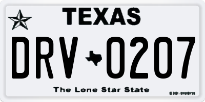 TX license plate DRV0207