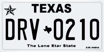 TX license plate DRV0210