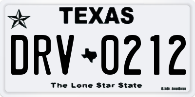 TX license plate DRV0212
