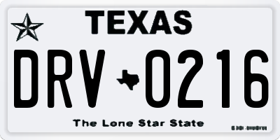 TX license plate DRV0216