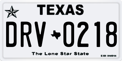 TX license plate DRV0218