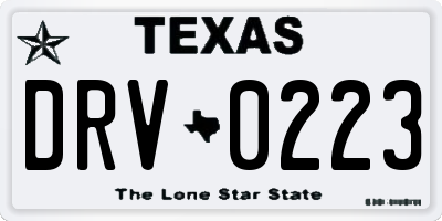 TX license plate DRV0223