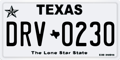 TX license plate DRV0230