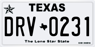 TX license plate DRV0231