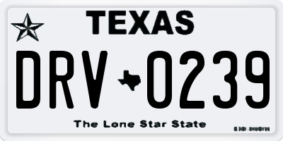 TX license plate DRV0239