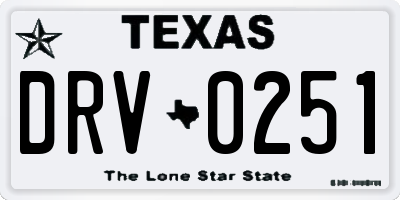 TX license plate DRV0251