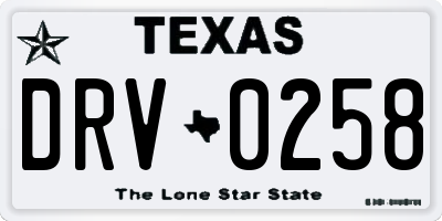 TX license plate DRV0258