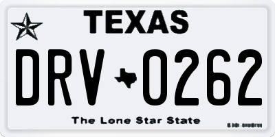 TX license plate DRV0262