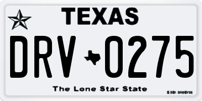 TX license plate DRV0275