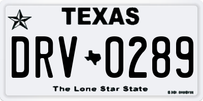 TX license plate DRV0289