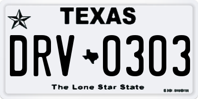 TX license plate DRV0303