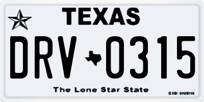 TX license plate DRV0315