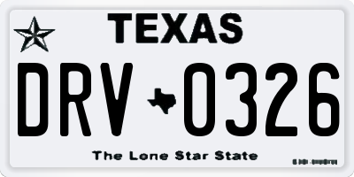 TX license plate DRV0326