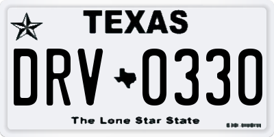 TX license plate DRV0330