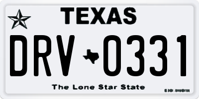 TX license plate DRV0331