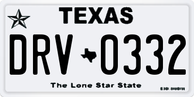 TX license plate DRV0332