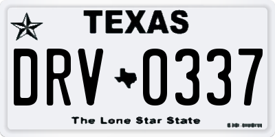 TX license plate DRV0337