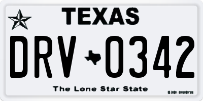 TX license plate DRV0342