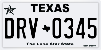 TX license plate DRV0345