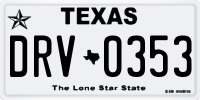 TX license plate DRV0353