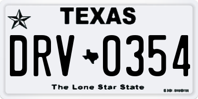 TX license plate DRV0354